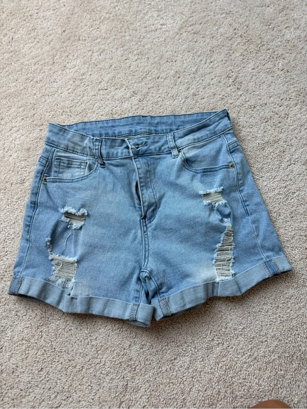 Light Wash Distressed Women’s Denim Shorts